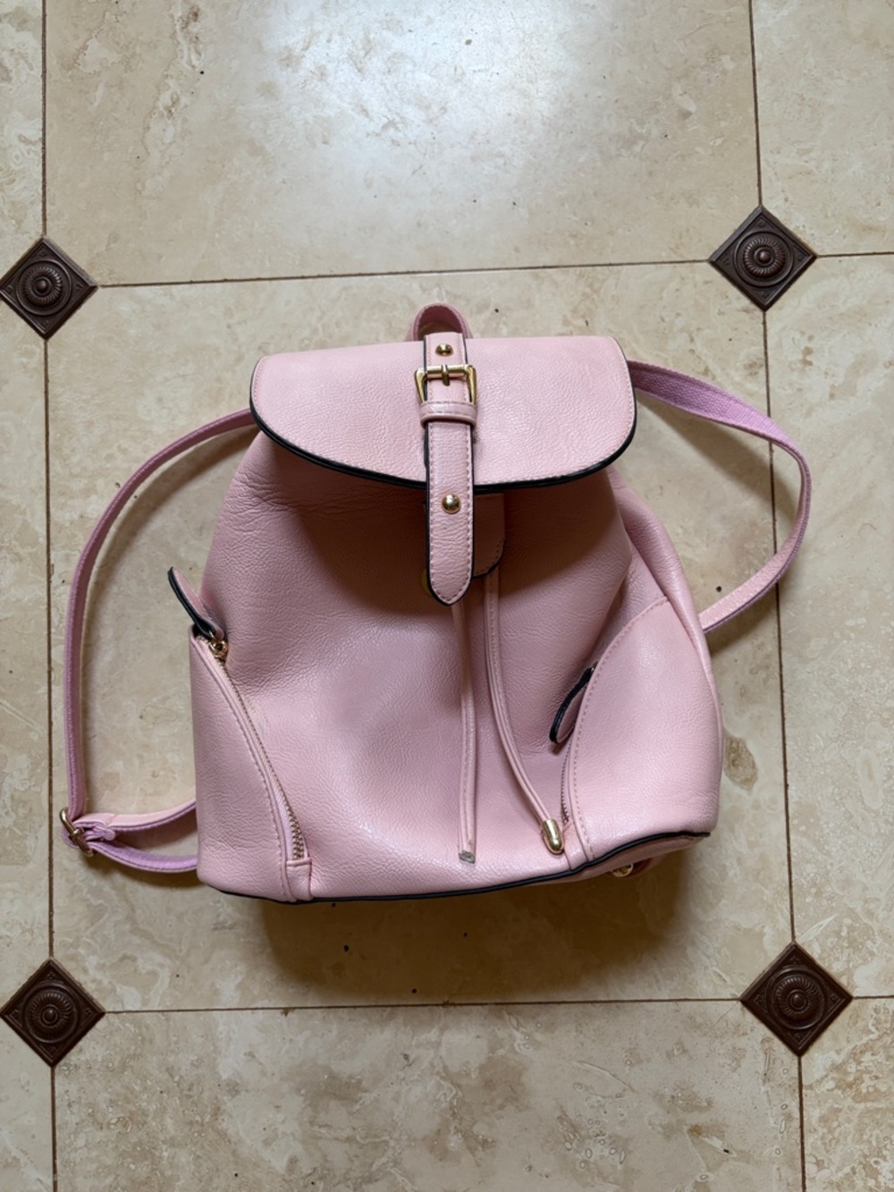Source Unknown Blush Pink Faux Leather Backpack with Gold Hardware